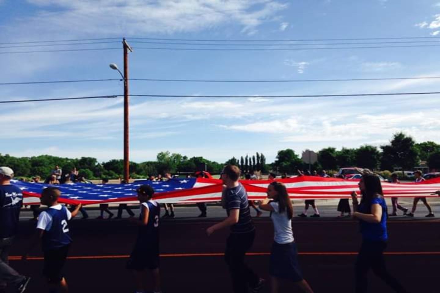 Large Flag 30'x60' US Flag in the 4th of July Parade